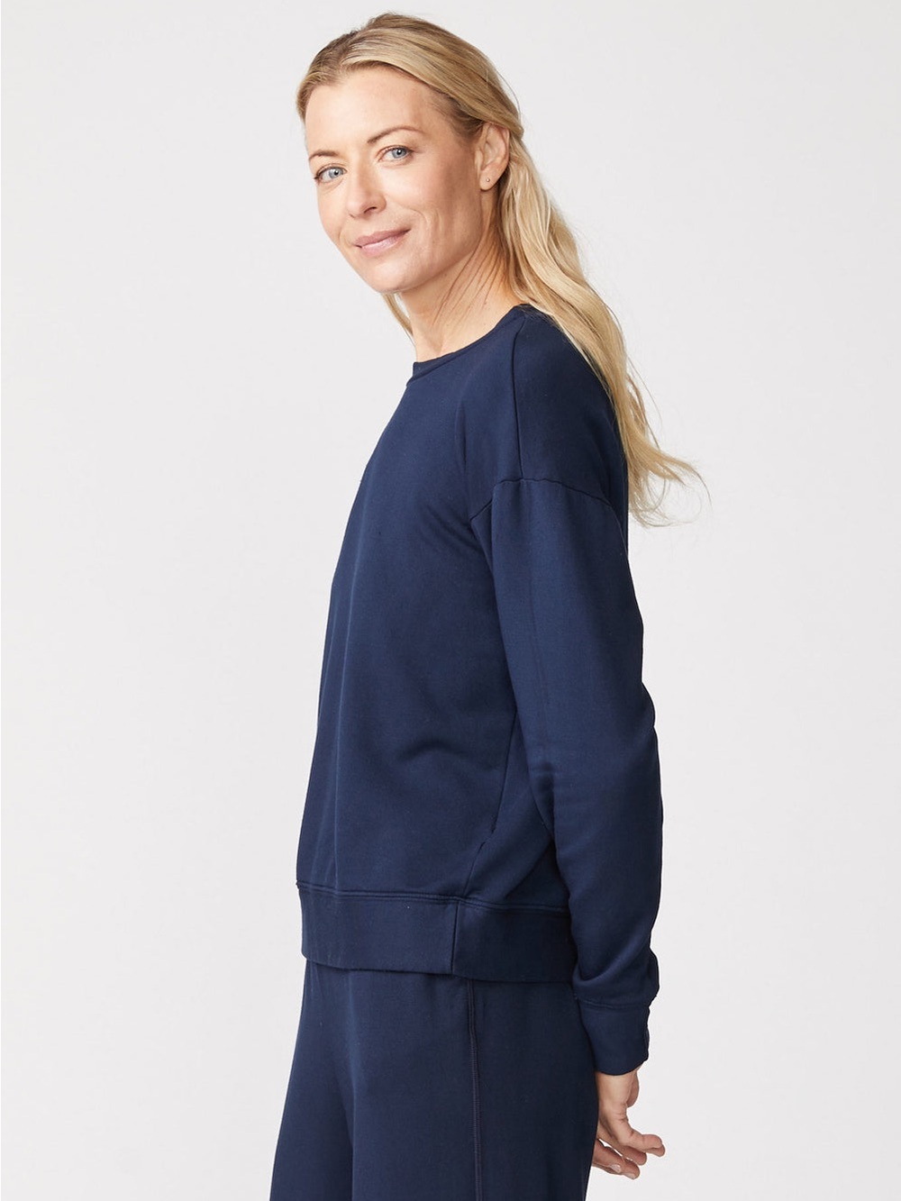 Softest Fleece Crewneck Sweatshirt in New Navy, XS
